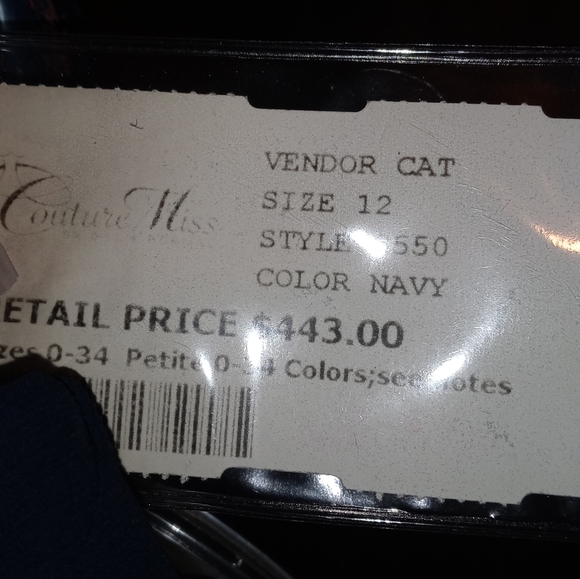 Size 12 Navy Strapless rhinestone embellished formal dress - Picture 3 of 3